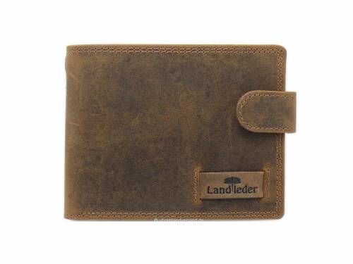 Kettenb�rse OLD SCHOOL (quer) gewalktes Western-Type B�ffelleder Vintage mittelbraun RFID-Schutz von LandLeder - Bild vergr��ern 