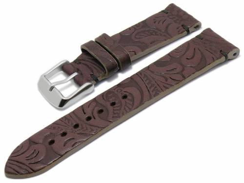 Uhrenarmband 22mm aubergine Leder geprgt abgenht von LAMATO (Schlieenansto 20 mm) - Bild vergrern 