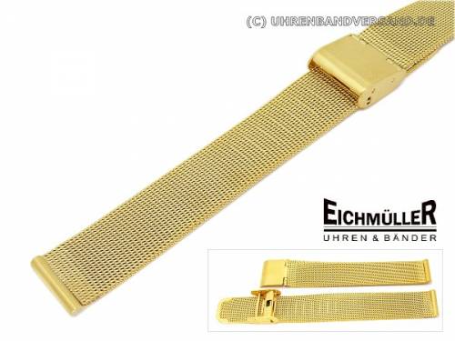 Uhrenarmband 12mm Edelstahl vergoldet Milanaise elegant Schiebeverschluss - Bild vergr��ern 