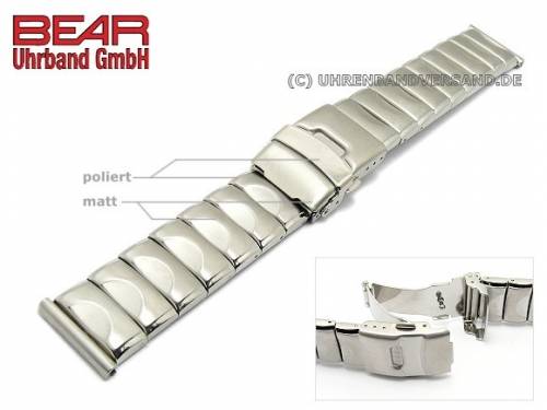 Edelstahl-Uhrband 22mm Massiv-Optik elegant teilweise poliert von BEAR - Bild vergr��ern 