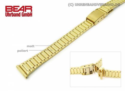 Edelstahl-Uhrband 14mm vergoldet teilweise poliert elegant von BEAR - Bild vergr��ern 
