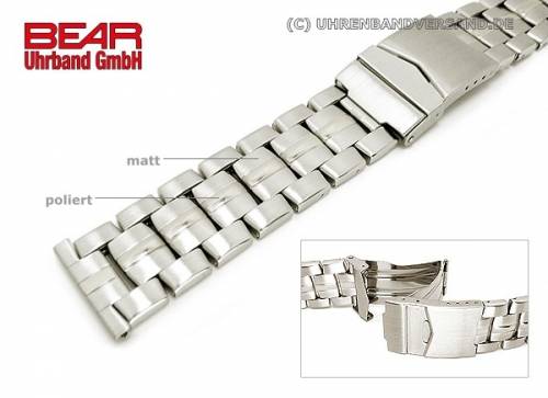 Edelstahl-Uhrband 22mm Massiv-Optik teilweise poliert sportlich von BEAR - Bild vergr��ern 