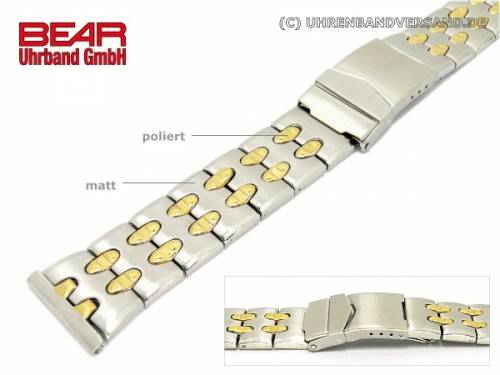 Edelstahl-Uhrenarmband 22mm bicolor Massiv-Optik teilweise poliert sportlich-modisch von BEAR - Bild vergr��ern 