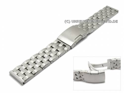 Uhrenarmband 24mm Edelstahl massiv schwere Ausf�hrung fein geb�rstet mit Faltschlie�e mit Dr�cker - Bild vergr��ern 