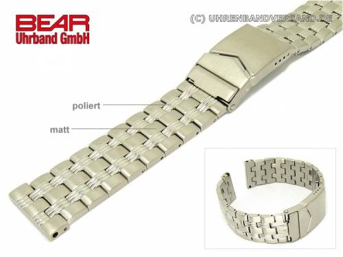 Edelstahl-Uhrenarmband 22mm massiv teilweise poliert sportlich-elegant von BEAR - Bild vergr��ern 