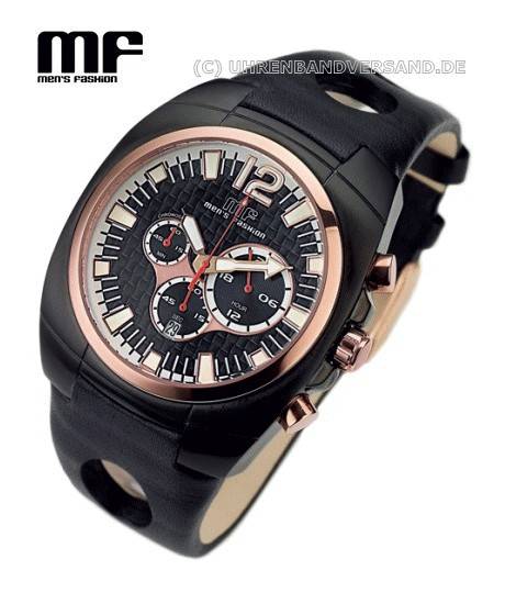 1a Angebot: Sportlicher Chronograph Edelstahl schwarz Ziffernblatt schwarz Men`s Fashion (*MF*HU*) - Produktbild 