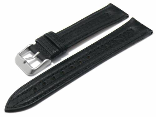 Uhrenarmband (Moklb80) 20mm schwarz Leder genarbt Doppel-Wulst abgen�ht von MABRO (Schlie�enansto� 18 mm) - Bild vergr��ern 