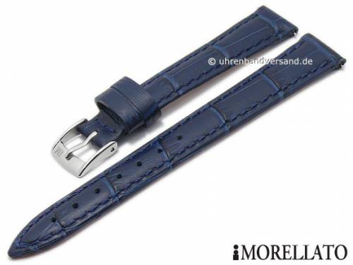 Uhrenarmband -Bolle- 12mm dunkelblau Leder Alligator-Pr�gung mit Schnellwechsel-Stegen MORELLATO (Schlie�enansto� 10 mm) - Bild vergr��ern 