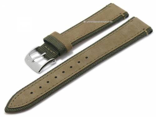 Uhrenarmband -Vecellio- 18mm mittelbraun/olivgr�n Leder/Textil velourartig abgen�ht MORELLATO (Schlie�enansto� 16 mm) - Bild vergr��ern 