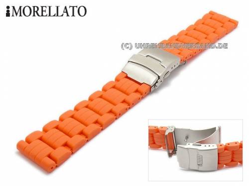 Uhrarmband -Iseo- 24mm orange Silikon Faltschliee von MORELLATO - Bild vergrern 