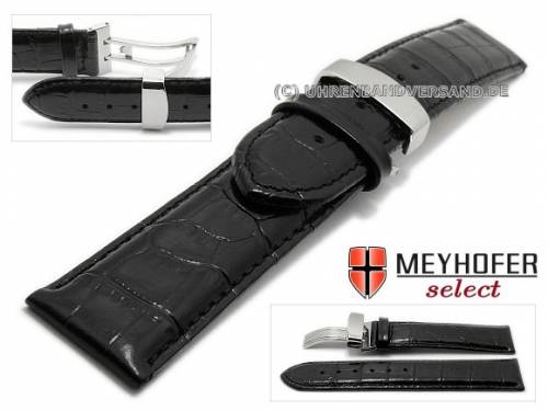 Uhrenarmband -Narvik- 21mm schwarz von MEYHOFER Faltschlie�e (Schlie�enansto� 20 mm) - Bild vergr��ern 