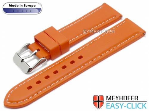 Meyhofer EASY-CLICK Uhrenarmband -Tanaro- 22mm orange Kautschuk glatt helle Naht (Schlie�enansto� 20 mm) - Bild vergr��ern 