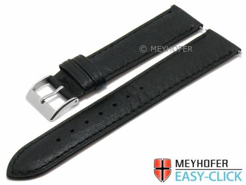Meyhofer EASY-CLICK Uhrenarmband -Acadia- 18mm schwarz Leder fein genarbt matt abgen�ht (Schlie�enansto� 16 mm) - Bild vergr��ern 