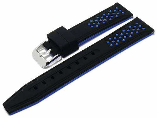 Meyhofer EASY-CLICK Uhrenarmband -Aruba- 22mm schwarz/blau Silikon sportiv (Schlieenansto 20 mm) - Bild vergrern 