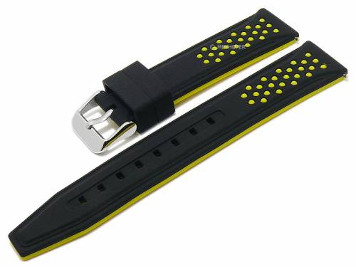 Meyhofer EASY-CLICK Uhrenarmband -Aruba- 20mm schwarz/gelb Silikon sportiv (Schlieenansto 18 mm) - Bild vergrern 