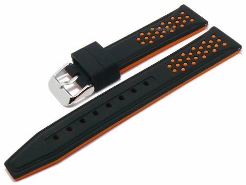 Meyhofer EASY-CLICK Uhrenarmband -Aruba- 22mm schwarz/orange Silikon sportiv (Schlie�enansto� 20 mm) - Bild vergr��ern 