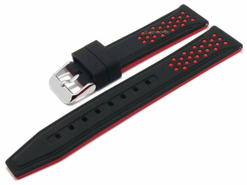 Meyhofer EASY-CLICK Uhrenarmband -Aruba- 24mm schwarz/rot Silikon sportiv (Schlieenansto 22 mm) - Bild vergrern 