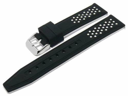 Meyhofer EASY-CLICK Uhrenarmband -Aruba- 22mm schwarz/wei� Silikon sportiv (Schlie�enansto� 20 mm) - Bild vergr��ern 