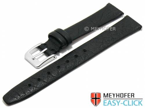 Meyhofer EASY-CLICK Uhrenarmband -Oroville- 12mm schwarz Leder genarbt matt (Schlieenansto 10 mm) - Bild vergrern 