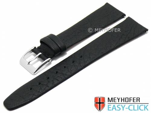 Meyhofer EASY-CLICK Uhrenarmband -Oroville- 16mm schwarz Leder genarbt matt (Schlie�enansto� 14 mm) - Bild vergr��ern 