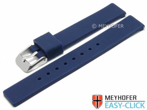 Meyhofer EASY-CLICK Uhrenarmband -Fairbury- 14mm dunkelblau Silikon glatt ohne Naht (Schlie�enansto� 14 mm) - Bild vergr��ern 