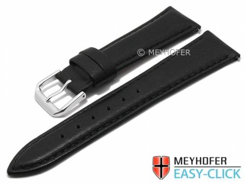 Meyhofer EASY-CLICK Uhrenarmband XS -Prineville- 24mm schwarz Leder glatt abgen�ht (Schlie�enansto� 22 mm) - Bild vergr��ern 