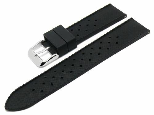 Meyhofer EASY-CLICK Uhrenarmband -Minatare- 18mm schwarz Silikon Karbon-Look Racing-Style (Schlie�enansto� 16 mm) - Bild vergr��ern 