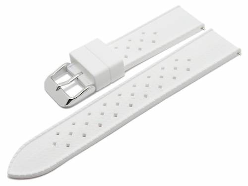 Meyhofer EASY-CLICK Uhrenarmband -Minatare- 22mm wei� Silikon Karbon-Look Racing-Style (Schlie�enansto� 20 mm) - Bild vergr��ern 