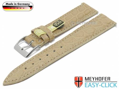 1a Angebot: Meyhofer EASY-CLICK Uhrenarmband -Kulmbach- 20mm beige echt Alligator-Leder (Schlie�enansto� 18 mm) - Bild vergr��ern 
