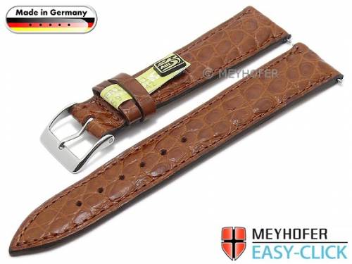 1a Angebot: Meyhofer EASY-CLICK Uhrenarmband -Kulmbach- 18mm mittelbraun echt Alligator-Leder (Schlie�enansto� 16 mm) - Bild vergr��ern 