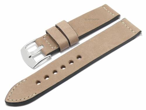 HANDMADE IN GERMANY: Meyhofer EASY-CLICK Uhrband AMBERG 22mm beige Leder vegetabil Vintage (Schlie�enansto� 22 mm) - Bild vergr��ern 