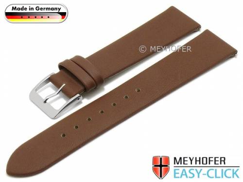 Meyhofer EASY-CLICK Uhrenarmband -Donau- 20mm mittelbraun Leder glatt ohne Naht (Schlie�enansto� 18 mm) - Bild vergr��ern 