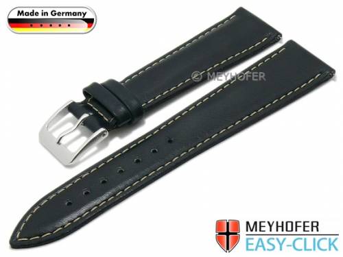 Meyhofer EASY-CLICK Uhrenarmband -Rhine- 20mm dunkelblau Leder glatt helle Naht (Schlie�enansto� 16 mm) - Bild vergr��ern 