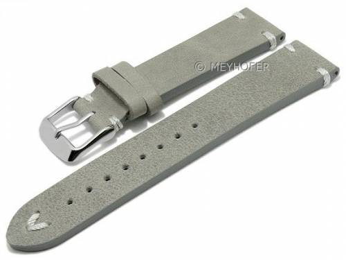 Meyhofer EASY-CLICK Uhrenarmband -Portland- 18mm grau Leder Vintage-Look helle Naht (Schlieenansto 16 mm) - Bild vergrern 