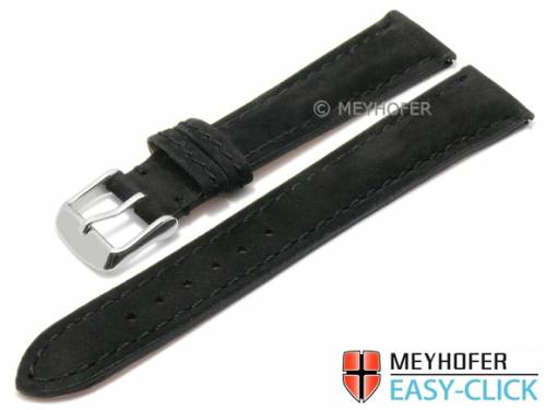 Meyhofer EASY-CLICK Uhrenarmband -Yellowstone- 22mm schwarz Leder velourartig abgen�ht (Schlie�enansto� 20 mm) - Bild vergr��ern 