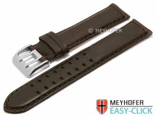 Meyhofer EASY-CLICK Uhrenarmband -Escalante- 20mm dunkelbraun Leder Vintage-Look abgen�ht (Schlie�enansto� 20 mm) - Bild vergr��ern 