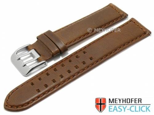 Meyhofer EASY-CLICK Uhrenarmband -Escalante- 22mm mittelbraun Leder Vintage-Look abgen�ht (Schlie�enansto� 20 mm) - Bild vergr��ern 