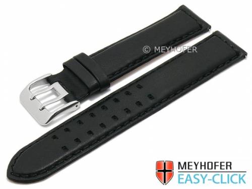 Meyhofer EASY-CLICK Uhrenarmband -Escalante- 22mm schwarz Leder glatt abgen�ht (Schlie�enansto� 20 mm) - Bild vergr��ern 