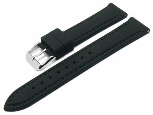 Meyhofer EASY-CLICK Uhrenarmband -Millwood- 18mm schwarz Silikon glatt abgenht (Schlieenansto 16 mm) - Bild vergrern 