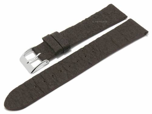 Meyhofer EASY-CLICK Uhrenarmband -Waterbury- 16mm dunkelbraun aus Ananas-Fasern VEGAN matt (Schlie�enansto� 14 mm) - Bild vergr��ern 