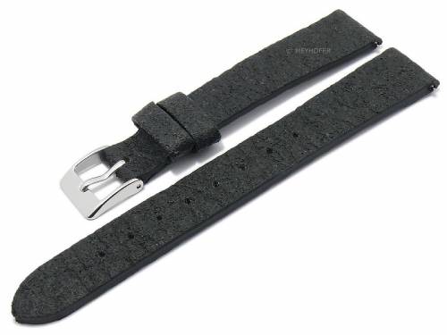 Meyhofer EASY-CLICK Uhrenarmband -Waterbury- 14mm schwarz aus Ananas-Fasern VEGAN matt (Schlie�enansto� 12 mm) - Bild vergr��ern 