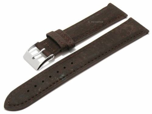 Meyhofer EASY-CLICK Uhrenarmband -Elmhurst- 16mm dunkelbraun echt Kork VEGAN abgen�ht (Schlie�enansto� 14 mm) - Bild vergr��ern 