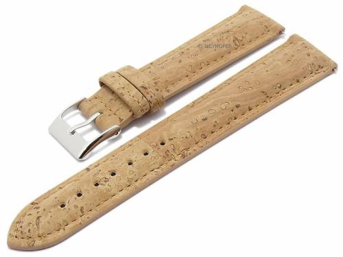Meyhofer EASY-CLICK Uhrenarmband -Elmhurst- 16mm hellbraun echt Kork VEGAN abgenht (Schlieenansto 14 mm) - Bild vergrern 