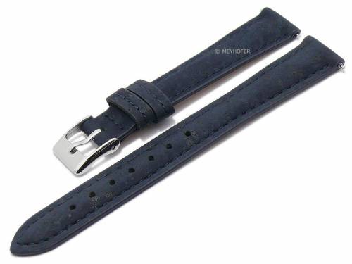 Meyhofer EASY-CLICK Uhrenarmband -Elmhurst- 14mm dunkelblau echt Kork VEGAN abgen�ht (Schlie�enansto� 12 mm) - Bild vergr��ern 