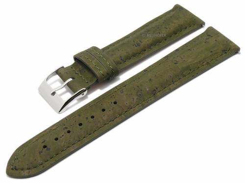 Meyhofer EASY-CLICK Uhrenarmband -Elmhurst- 20mm olivgrn echt Kork VEGAN abgenht (Schlieenansto 18 mm) - Bild vergrern 