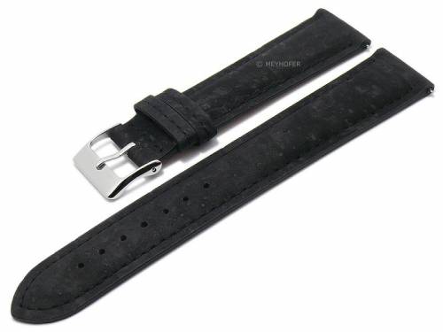 Meyhofer EASY-CLICK Uhrenarmband -Elmhurst- 20mm schwarz echt Kork VEGAN abgenht (Schlieenansto 18 mm) - Bild vergrern 