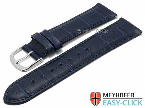Meyhofer EASY-CLICK Uhrenarmband XS -Biscayne- 18mm dunkelblau Leder Alligator-Pr�gung abgen�ht (Schlie�enansto� 16 mm) - Bild vergr��ern 