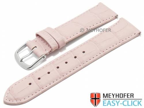 Meyhofer EASY-CLICK Uhrenarmband XS -Biscayne- 22mm rosa Leder Alligator-Pr�gung abgen�ht (Schlie�enansto� 20 mm) - Bild vergr��ern 