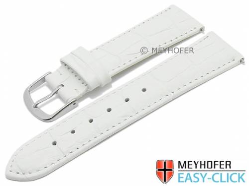 Meyhofer EASY-CLICK Uhrenarmband XS -Biscayne- 16mm wei� Leder Alligator-Pr�gung abgen�ht (Schlie�enansto� 14 mm) - Bild vergr��ern 