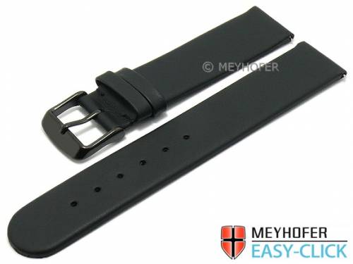 Meyhofer EASY-CLICK Uhrenarmband -Nagano- 20mm schwarz Leder glatt Schlie�e schwarz (Schlie�enansto� 20 mm) - Bild vergr��ern 